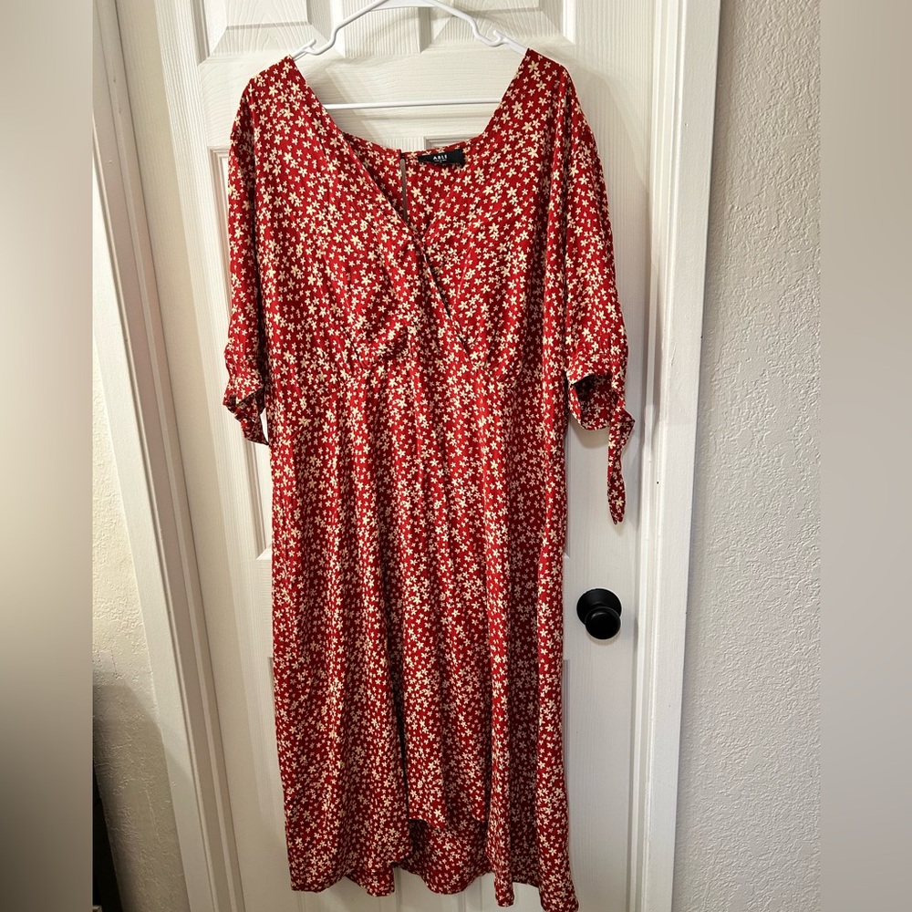 NWT Able Simone Tie Sleeve Dress 2X Brick Red